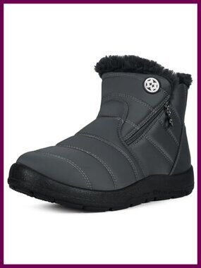 Water Resistant Winter Snow Boots Faux Fur Lined Anti-Skid Ankle
